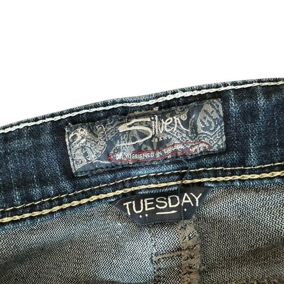 Silver Jeans Tuesday Bootcut Dark Wash Mid Rise Stretch Womens 32x31 - Picture 6 of 8
